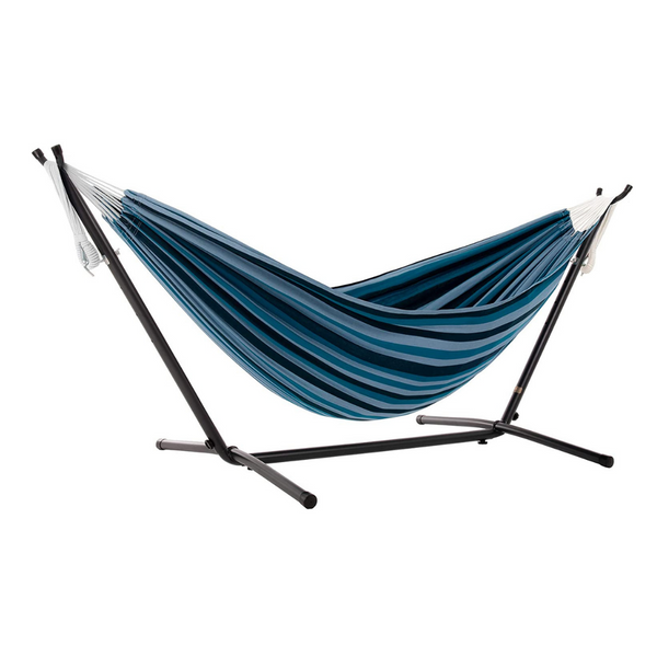 Vivere Double Cotton Hammock With Space Saving Steel Stand