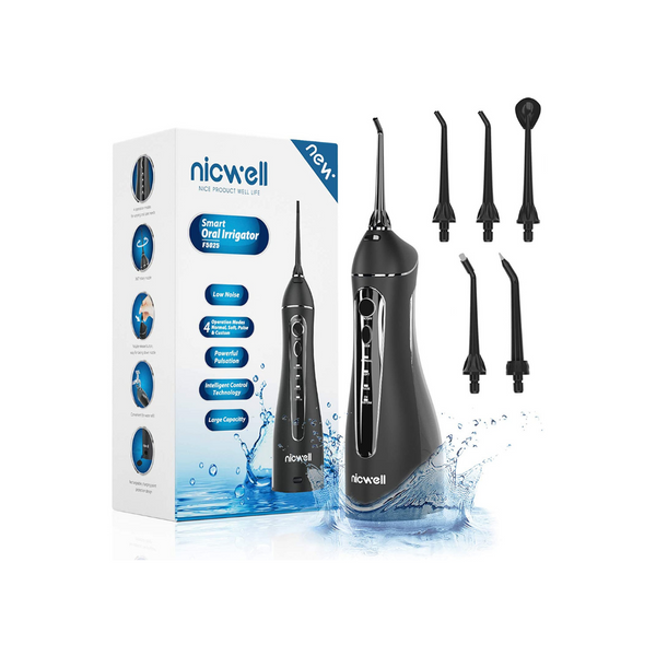 Hilo dental de agua inalámbrico para dientes - Irrigador bucal dental Nicwell de 4 modos
