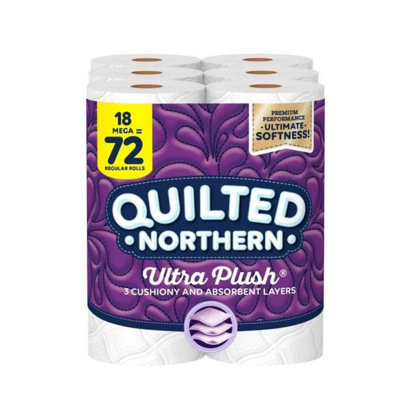 18 Mega (72 Regular) Rolls Of Quilted Northern Toilet Paper