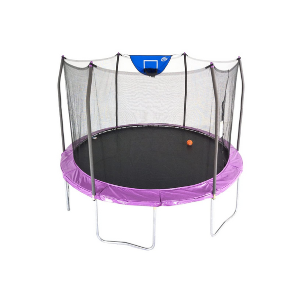 Skywalker Trampolines 12 Foot Jump N’ Dunk Trampoline with Safety Enclosure and Basketball Hoop
