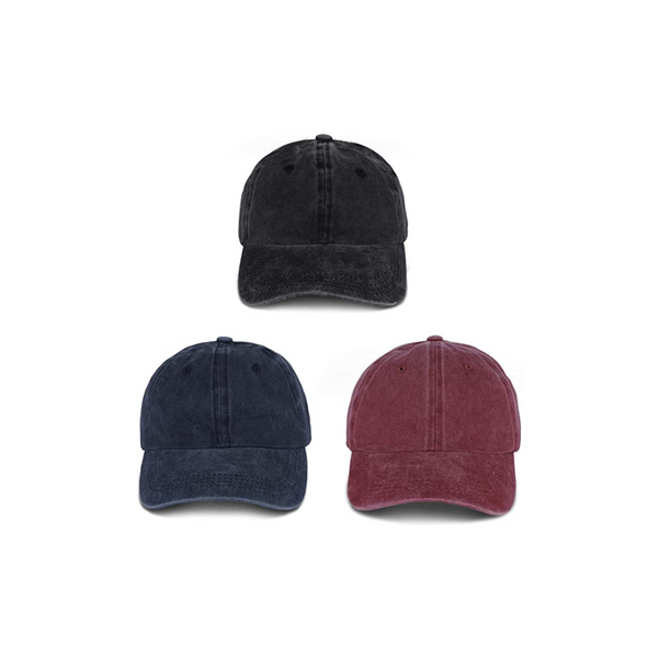 3 Distressed Washed Denim Vintage Caps