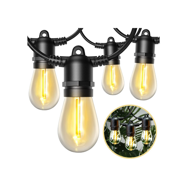 48 Foot LED String Lights With Shatterproof Edison Bulbs