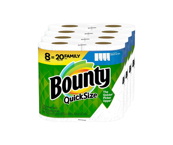 8 Family Rolls = 20 Regular Rolls Bounty Quick Size Paper Towels