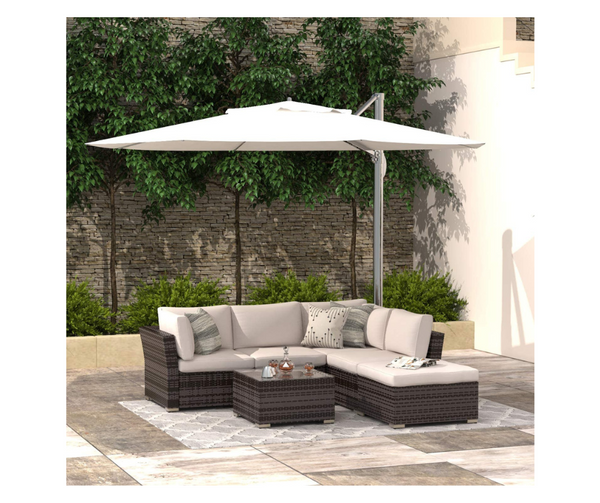 4 Piece All Weather Wicker Couch And Glass Coffee Table