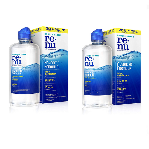 2 botellas de solución para lentes de contacto Renu