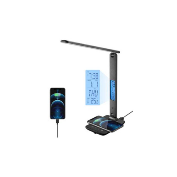 Desk Lamp With USB Charging Port, Clock, Alarm, Date & Temp