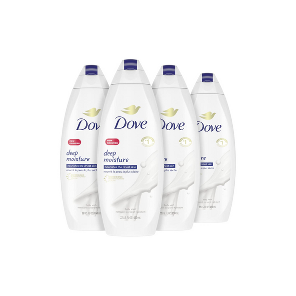 4 botellas de jabón corporal Dove Deep Moisture
