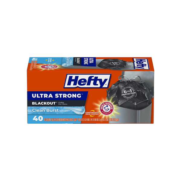 40 Blackout Hefty Ultra Strong 13 Gallon Tall Kitchen Trash Bags