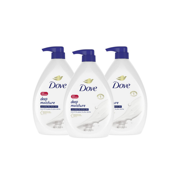 3 Bottles of Dove Body Wash with Pump (3 Scents)