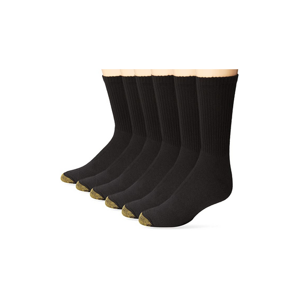 6 pares de calcetines deportivos cortos de algodón con punta dorada para hombre