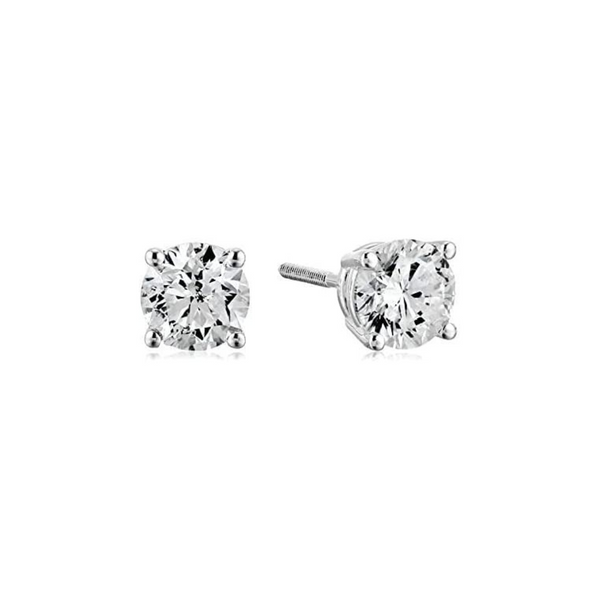 Aretes de diamantes en oro blanco de 14 k con certificación Amazon Collection