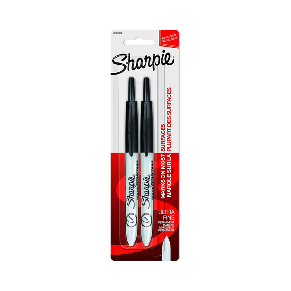 Juego de 2 marcadores permanentes retráctiles de punta ultrafina Sharpie