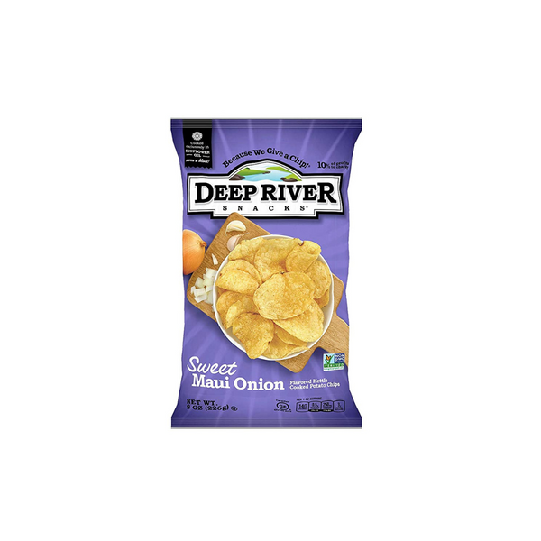 12 bolsas de patatas fritas cocidas con hervidor de cebolla dulce Maui de Deep River Snacks de 8 oz