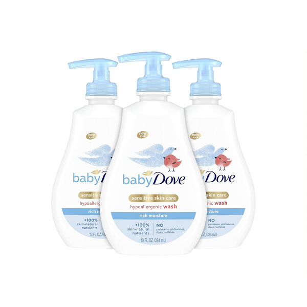 3 botellas de jabón y champú para bebés Baby Dove