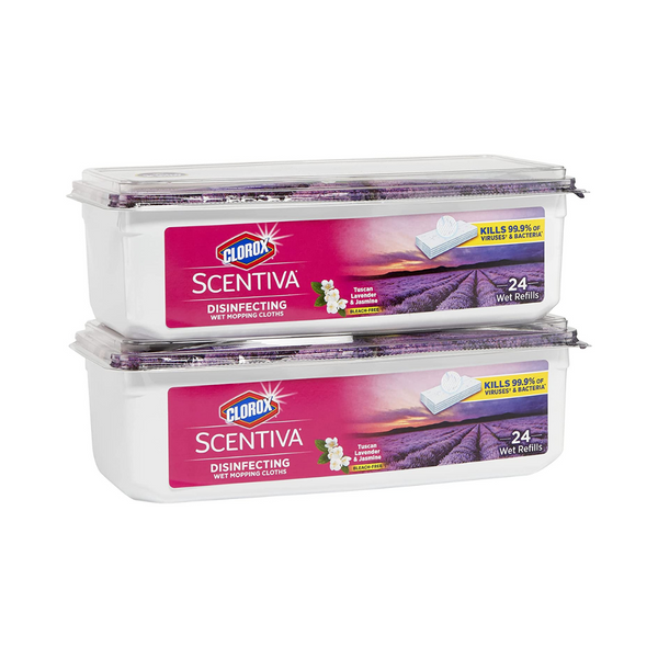 2 paquetes de almohadillas desinfectantes para trapeador húmedo Clorox Scentiva Tuscan Lavender &amp; Jasmine