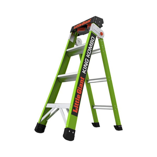 Little Giant King Kombo Profesional Fibra de Vidrio 4 pies, 7 pies. Escalera extensible