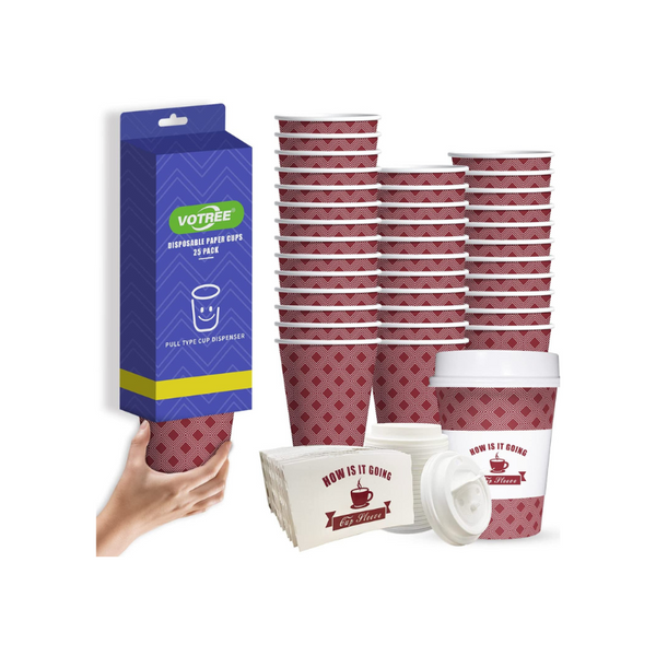 50 or 100 Pack of 12oz or 16oz Coffee Cups With Lids