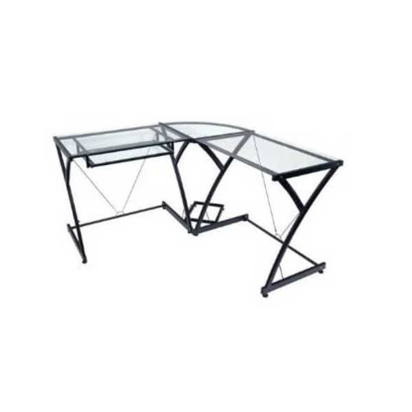 Contemporary Glass Top L Shaped Corner Computer Desk