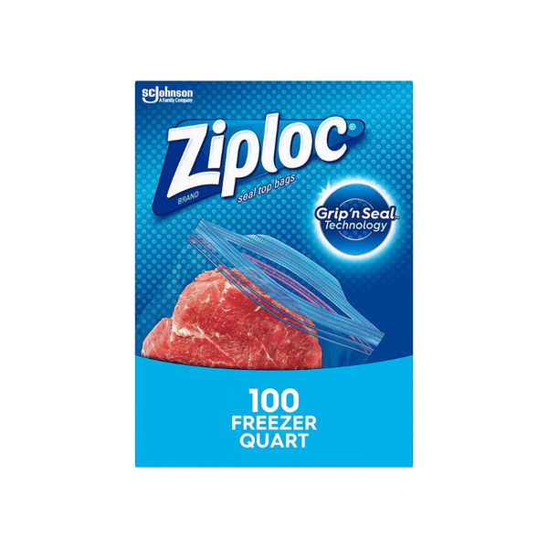 100 Ziploc Quart Food Storage Freezer Bags