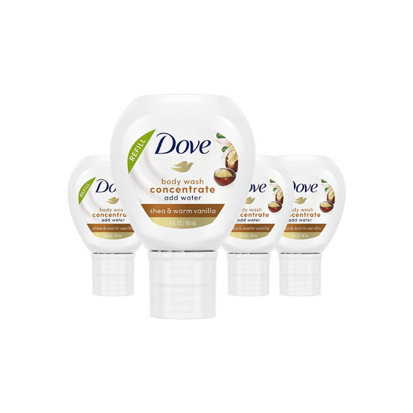 4 Bottles of Dove Body Wash Concentrate Refills