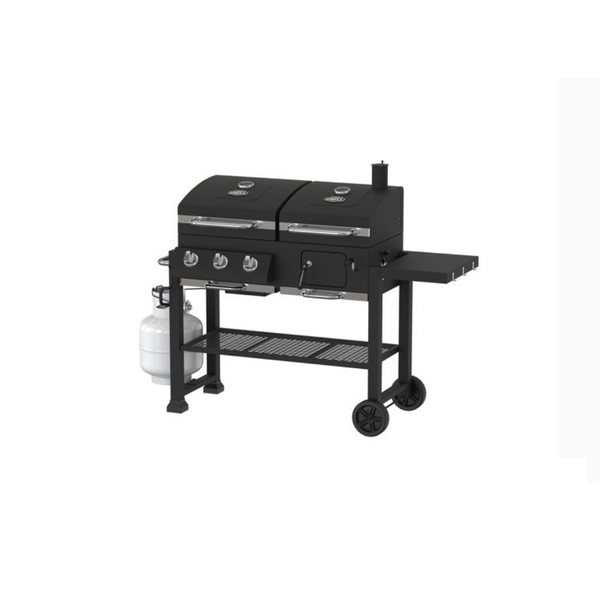 Parrilla combinada de carbón y gas Expert Grill de 3 quemadores