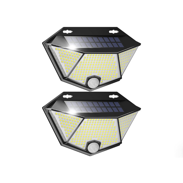 Paquete de 2 luces solares impermeables 308 LED para exteriores
