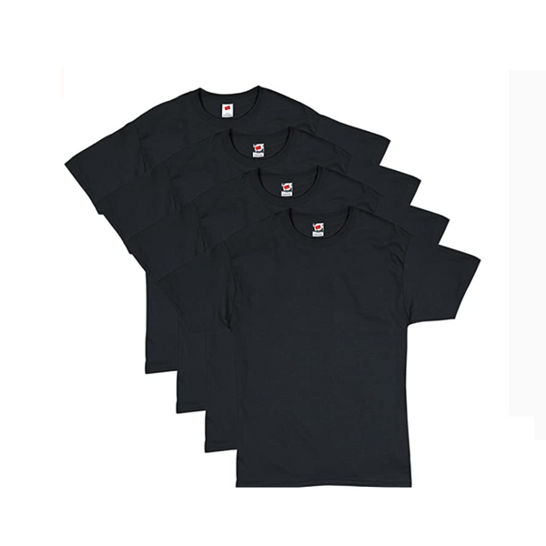 4 Pack Of Hanes Men’s Essentials Short Sleeve Black T-Shirts