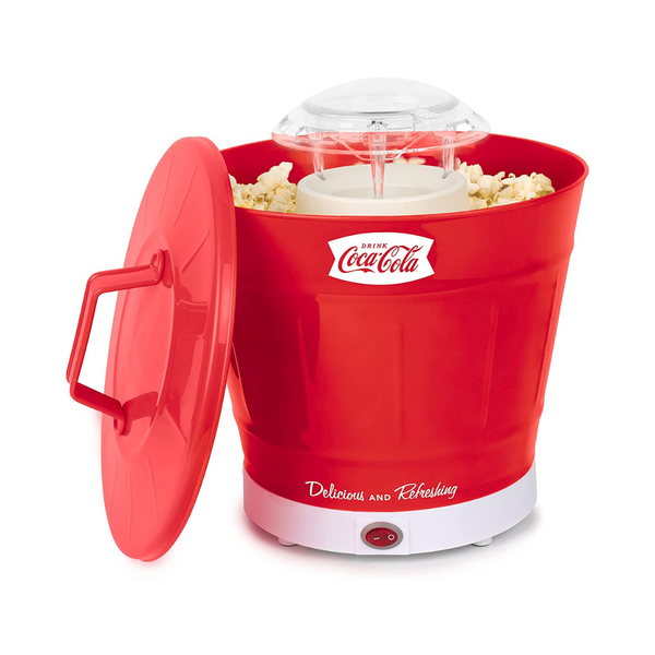 Nostalgia Coca-Cola Hot Air Popcorn Maker With Detachable Bucket