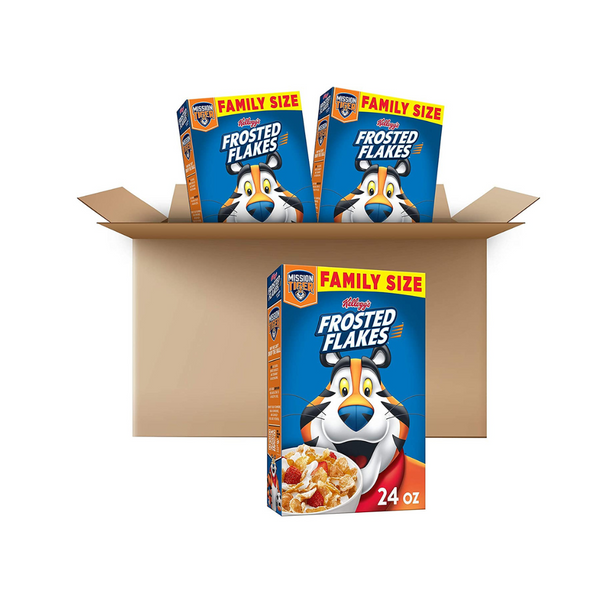 3 Family Size Boxes Of Kellogg’s Frosted Flakes Breakfast Cereal