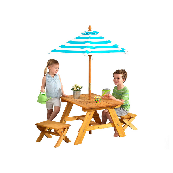 KidKraft Outdoor Wooden Table & Bench Set with Umbrella