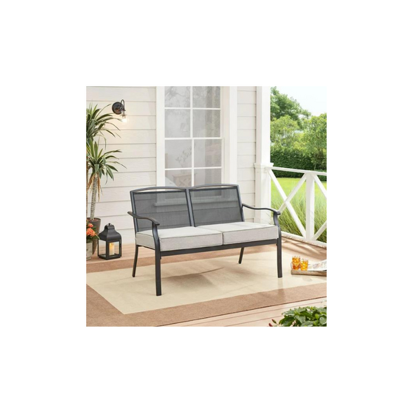Mainstays Alexandra Square con cojines Loveseat de acero para exteriores