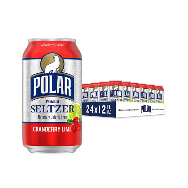 Paquete de 24 latas de agua Polar Seltzer de arándano y lima, 12 oz