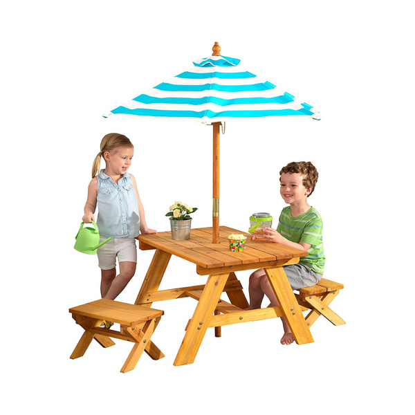KidKraft Outdoor Wooden Table & Bench Set With Umbrella