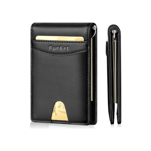 Cartera delgada RFID de cuero para hombre