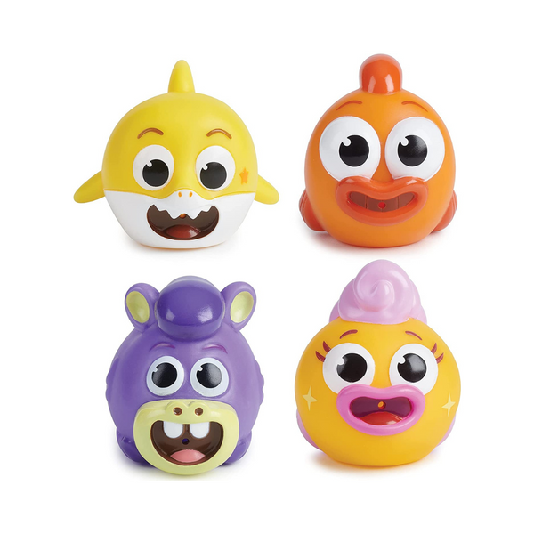 Paquete de 4 juguetes Big Show para chorros de baño de tiburón bebé