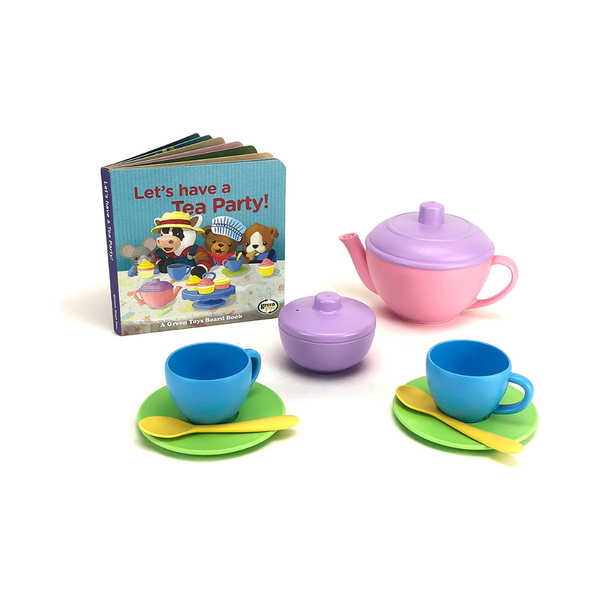 Juego de té para dos de Green Toys y libro para la fiesta del té