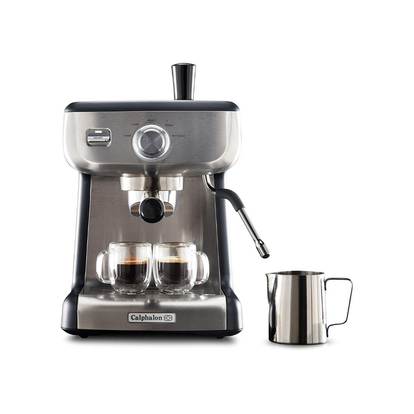 Calphalon Espresso Machine with Tamper, Milk Frothing Pitcher, and Steam Wand