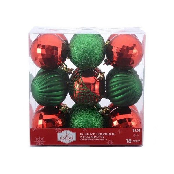Walmart - Holiday Time Adornos navideños redondos inastillables de 70 mm
