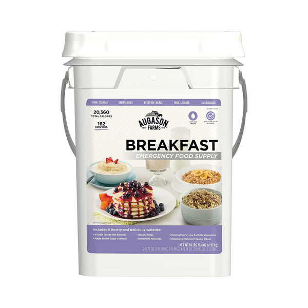 Cubo de suministro de alimentos de emergencia para desayuno de Augason Farms de 4 galones