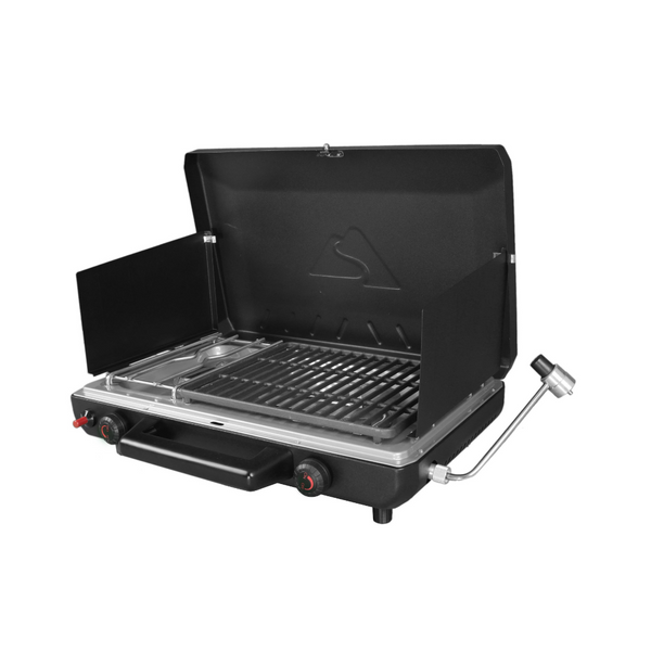 Ozark Trail Propane 2-in-1 Portable 2 Burner Grill Camp Stove (Black)