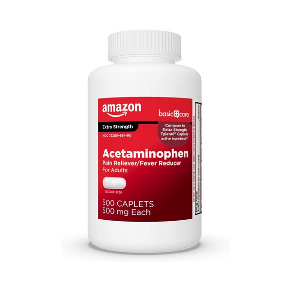 Amazon Basic Care Alivio del dolor extra fuerte, cápsulas de acetaminofén