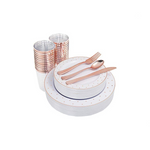 150 Piece Rose Gold Disposable Dinnerware Set