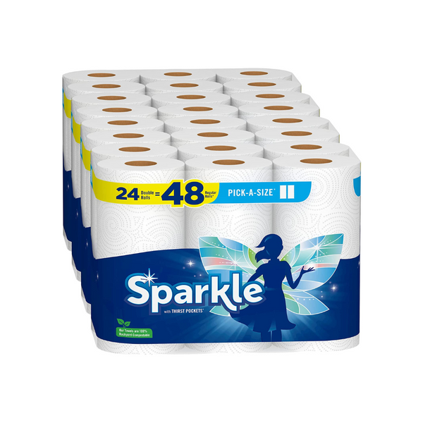 24 Double Rolls (= 48 Reg Rolls) of Sparkle Pick-A-Size Paper Towels