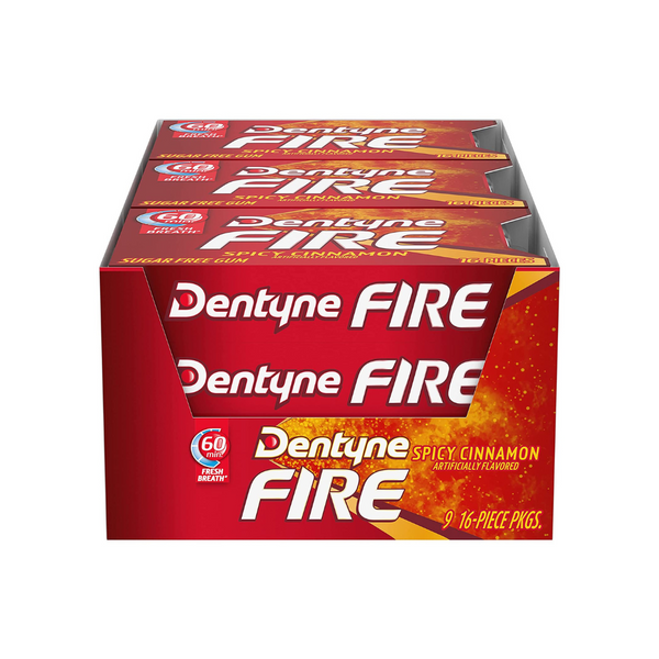 9-Pack of 16-Piece Dentyne Fire Spicy Cinnamon Sugar Free Gum