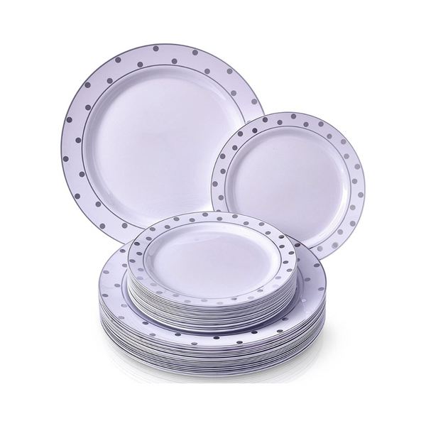 Silver Spoons Party 40 PC Dinner 20 Side Plates Disposable Dinnerware Set