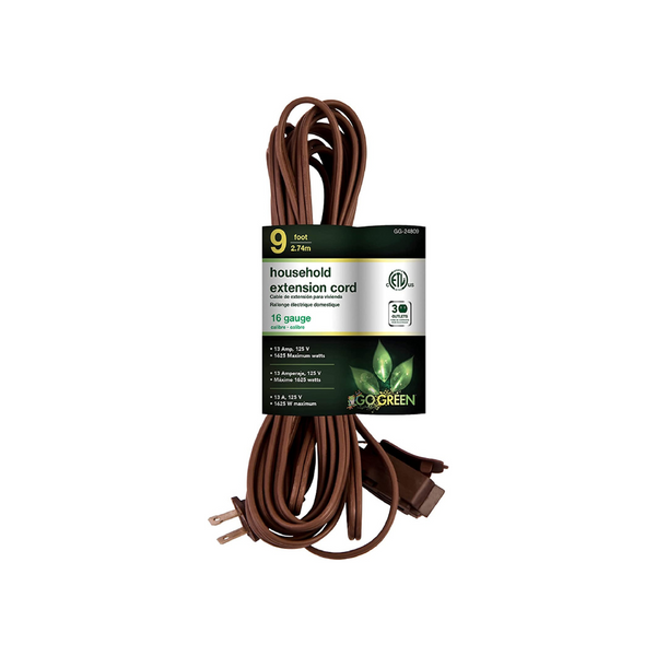 9 Foot Household Extension Cord, 3 Outlets