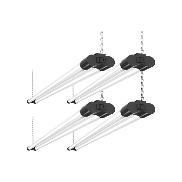 Paquete de 4 luces LED para taller de uso general conectables de 4 pies