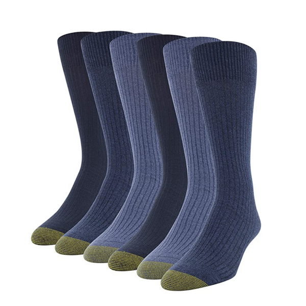 Gold Toe Men’s Stanton Crew Socks, Multipairs, Chambray/Denim (6-pairs)