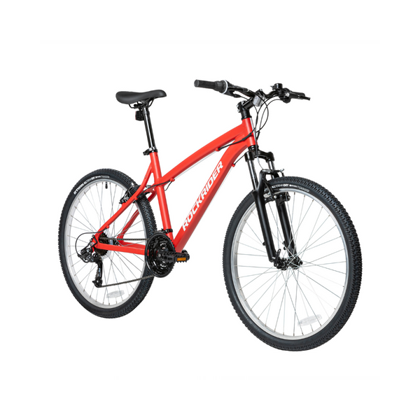 Bicicleta de montaña de aluminio Decathlon Rockrider ST50 de 26" y 21 velocidades (pequeña, roja)