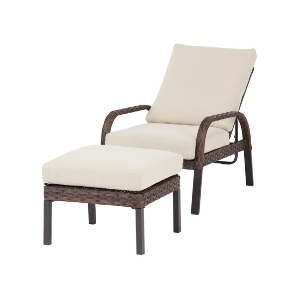 Chaise lounge reclinable de mimbre con otomana Mainstays Tuscany Ridge